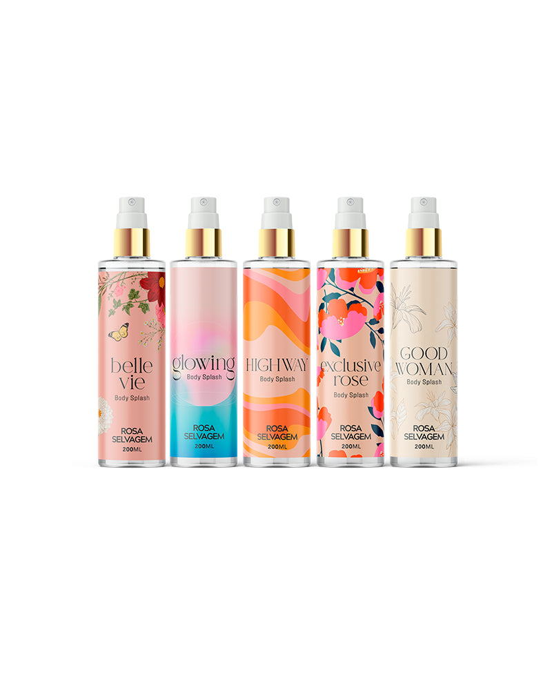 Kit 5 Body Splashes Rosa Selvagem