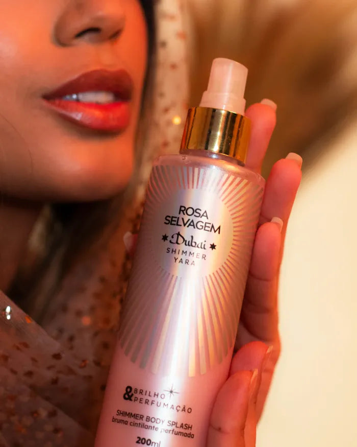 Rosa Selvagem - Body Splash Dubai Shimmer Yara - Brilho e perfumação